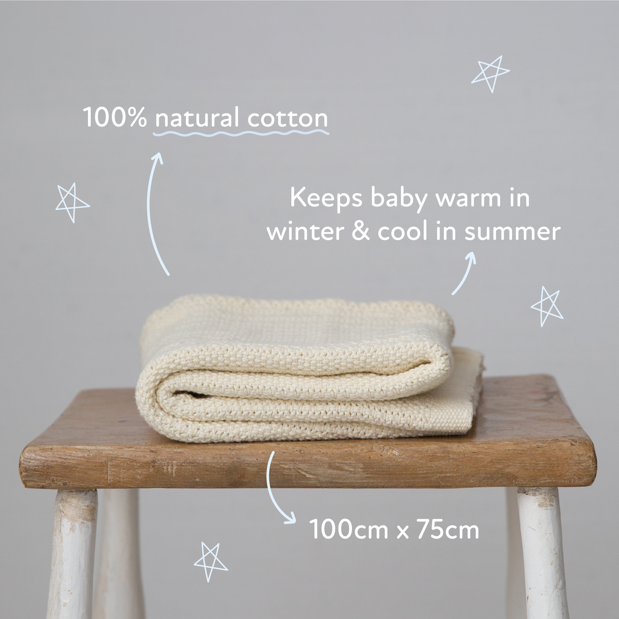 Hippychick Cream Cellular Baby Blanket