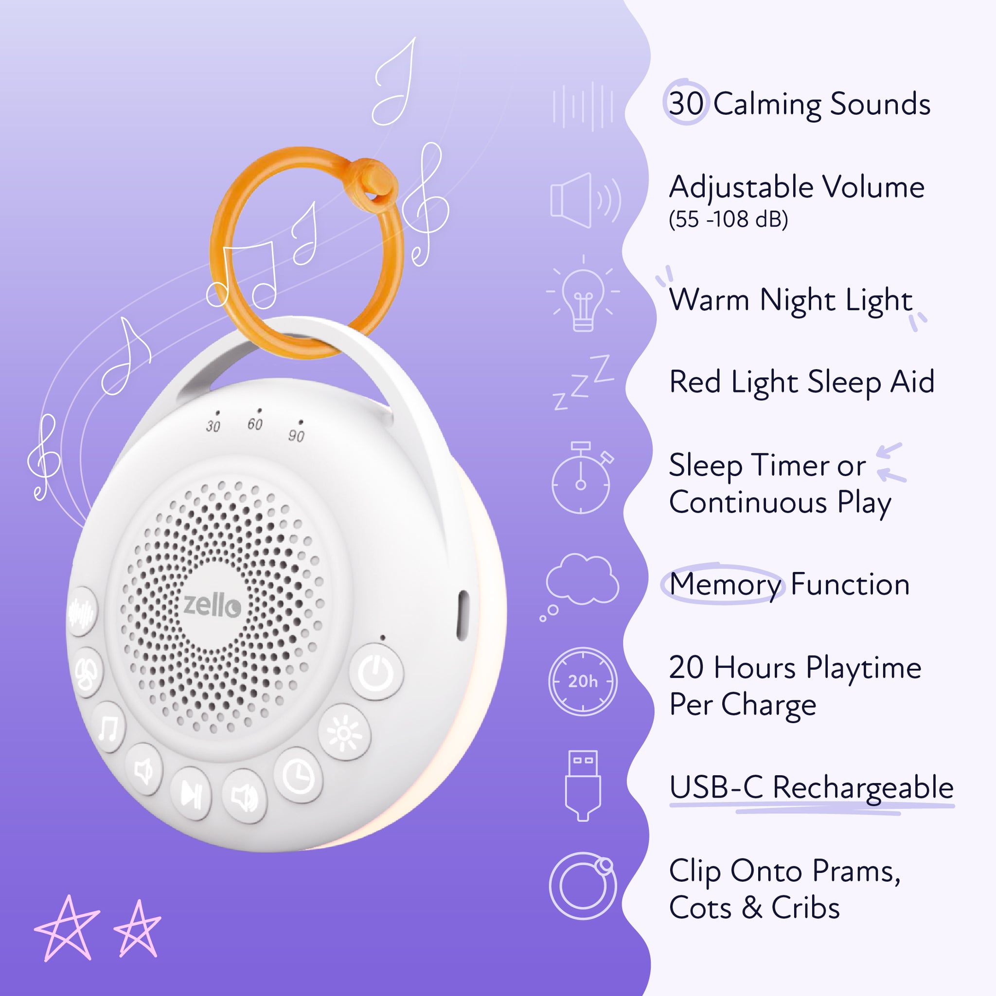 Zello Portable Pro White Noise Machine