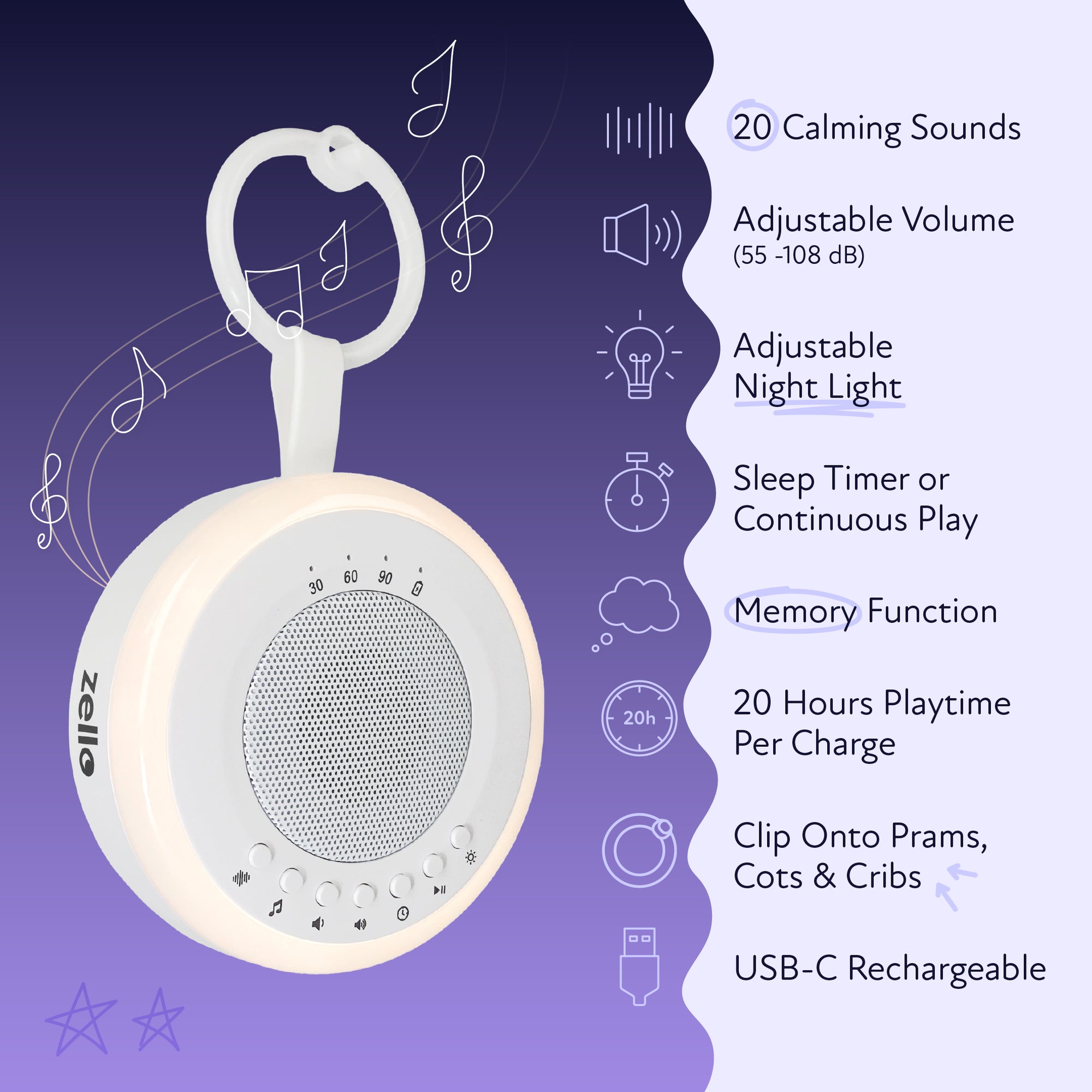 Zello Portable White Noise Machine