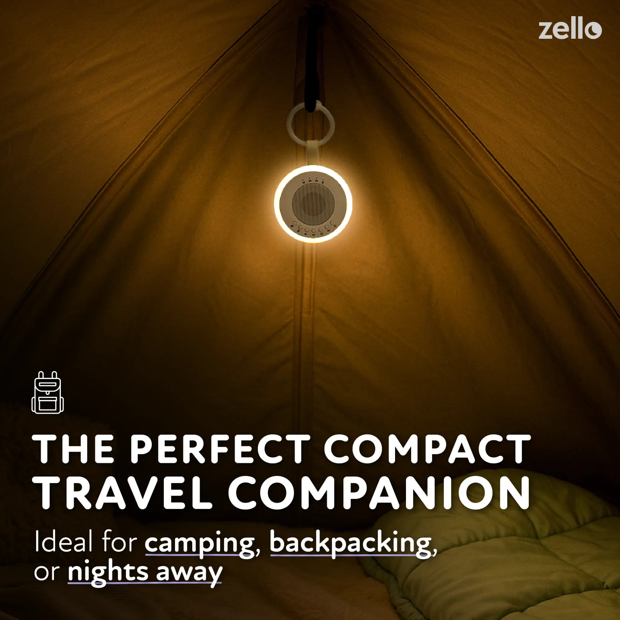 Zello Portable White Noise Machine for Camping, Backpacking or Travel