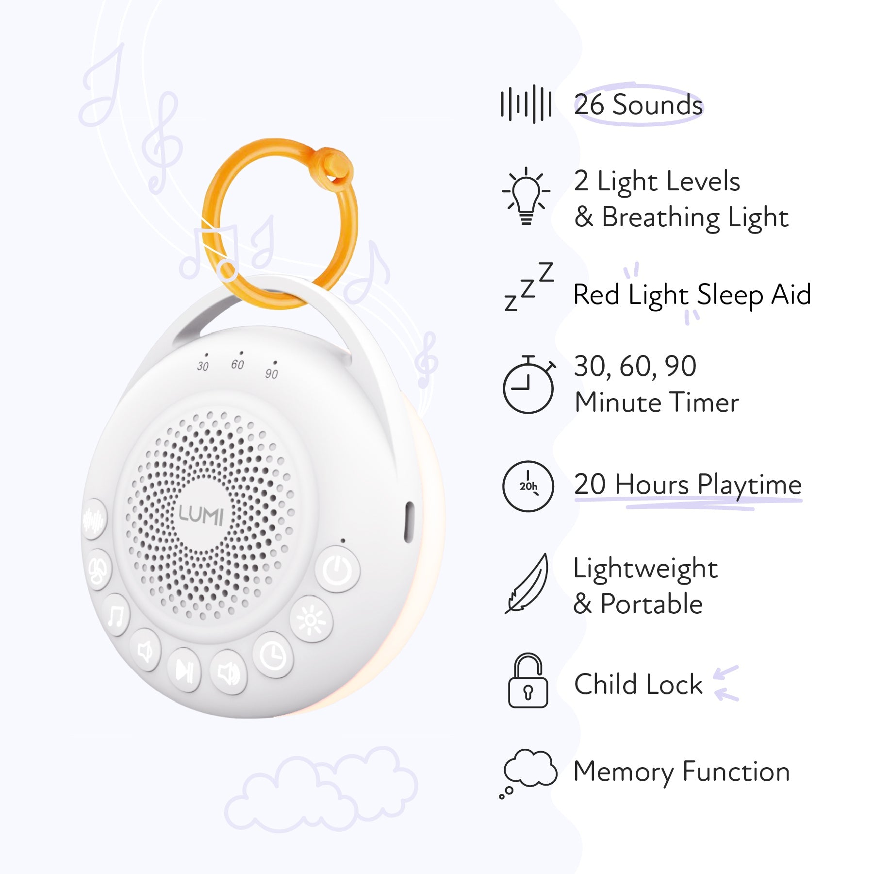 LUMI Portable White Noise Machine Pro - LUMI Sleep