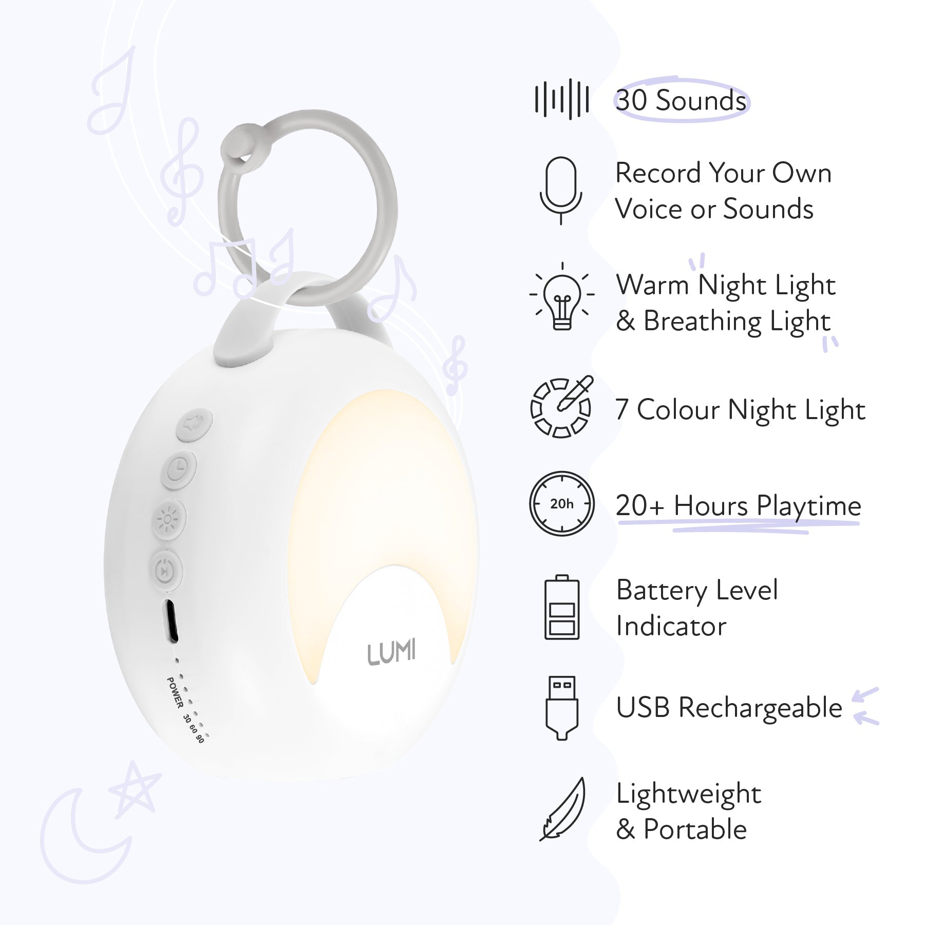 LUMI YourVoice Portable White Noise Machine - LUMI Sleep